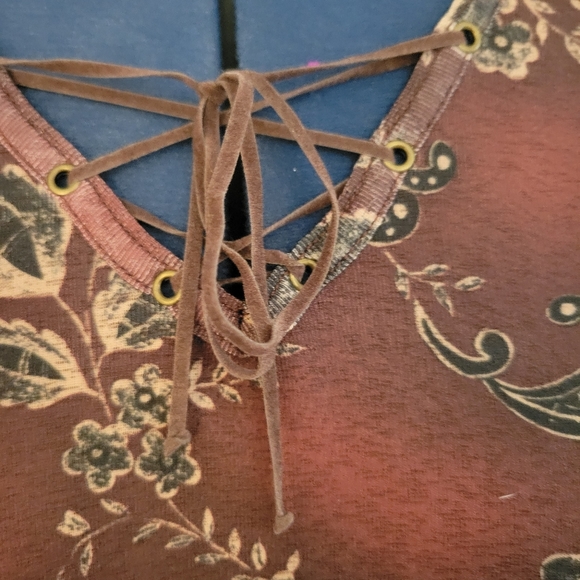 Expressions Burgundy Floral Dress, Size Small - Picture 3 of 6